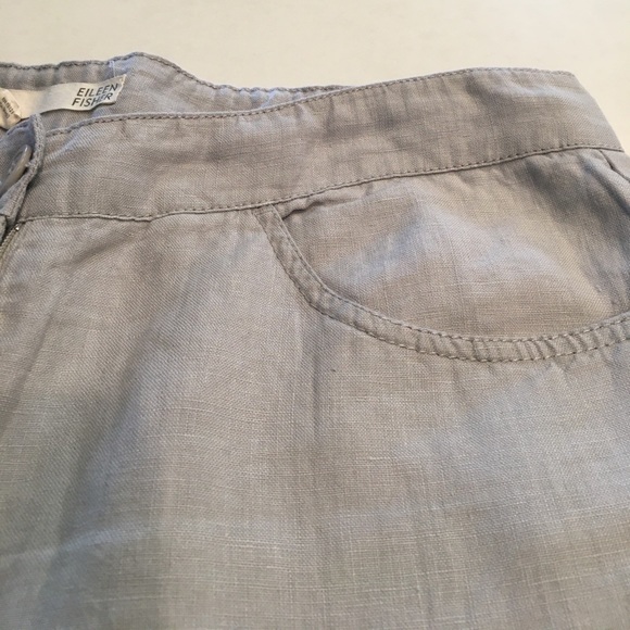 EILEEN FISHER ORGANIC LINEN CUFFED CROP PANT - Picture 2 of 8